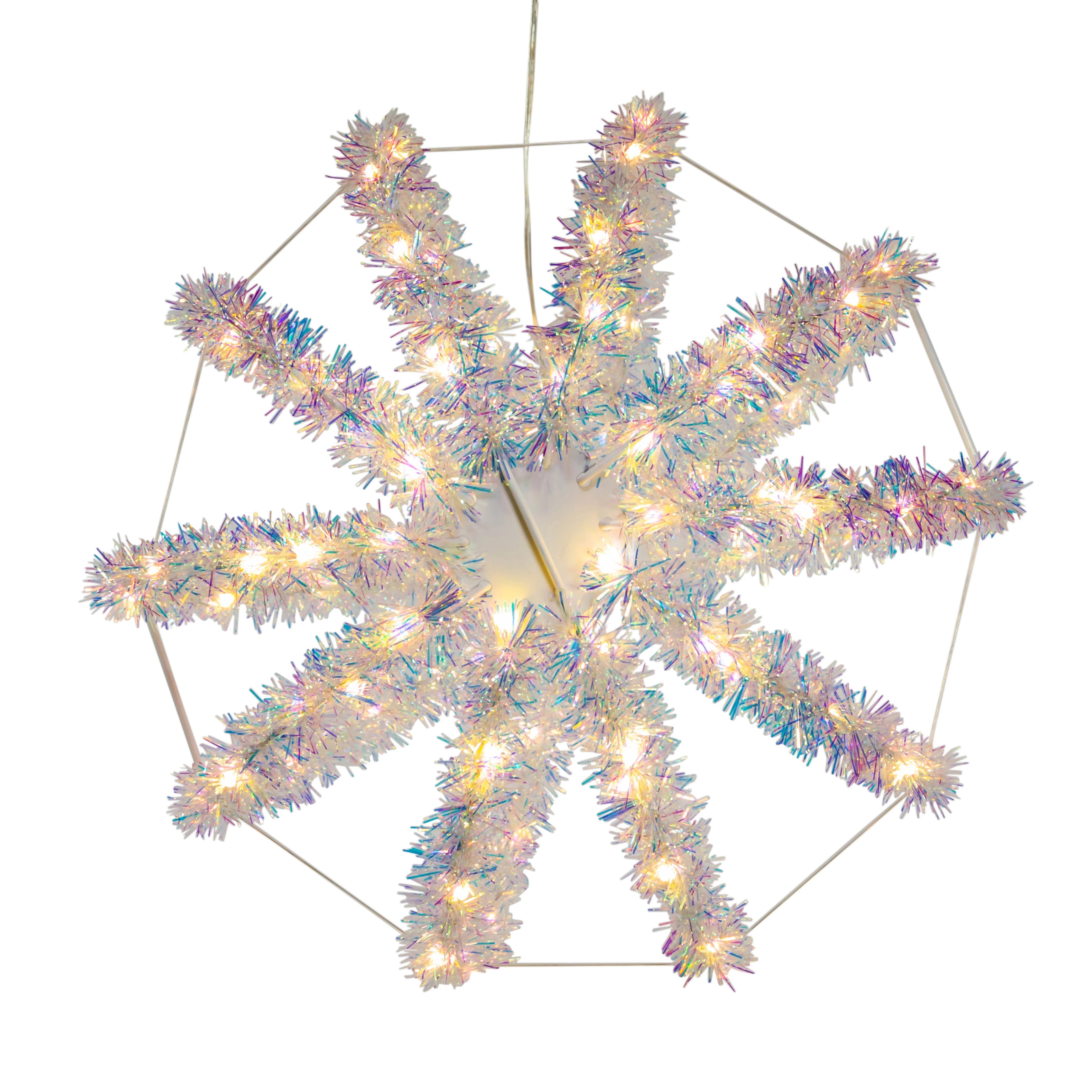 Kurt Adler 12-Inch Warm White LED Tinsel Foldable Sphere